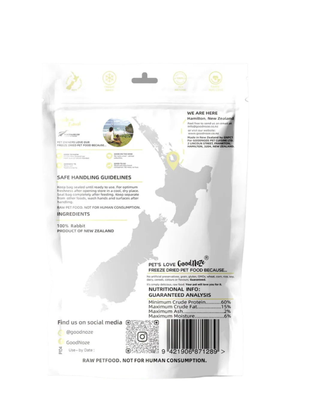 Good Noze Treats Rabbit Chunks Freeze Dried Dog Treats 60g