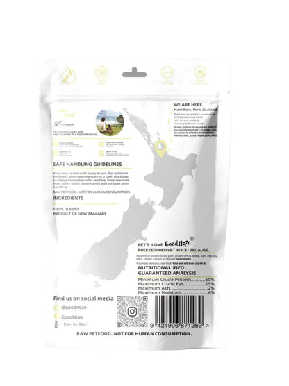 Good Noze Treats Rabbit Chunks Freeze Dried Dog Treats 60g