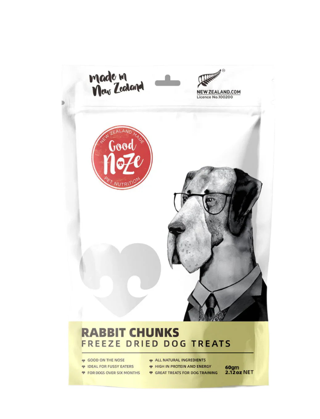 Good Noze Treats Rabbit Chunks Freeze Dried Dog Treats 60g