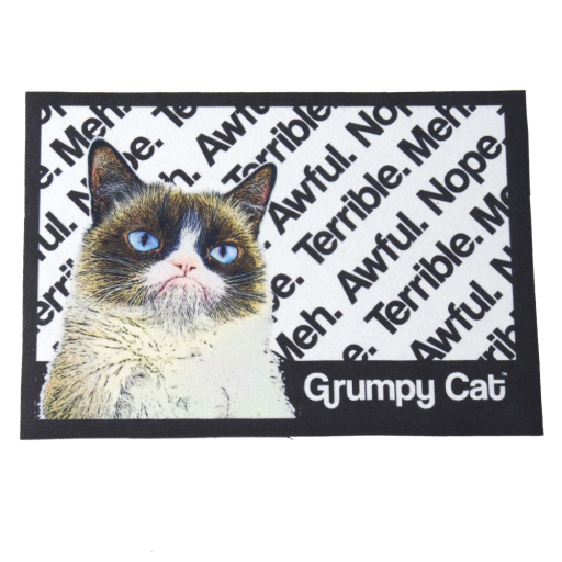 Grumpy Cat bowls PetRageous Designs 19 Inch Grumpy Cat Non-Slip Plastic Placemat  Black