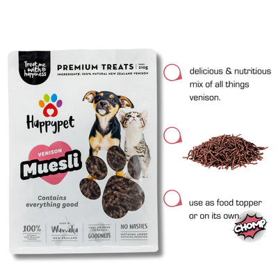 Happy Pets Treats Happy Pet Venison Muesli 210g