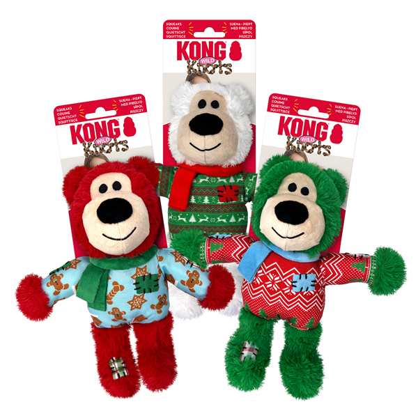 Kong Holiday Wild Knots Bear Dog Toy Assorted Pet Naturals