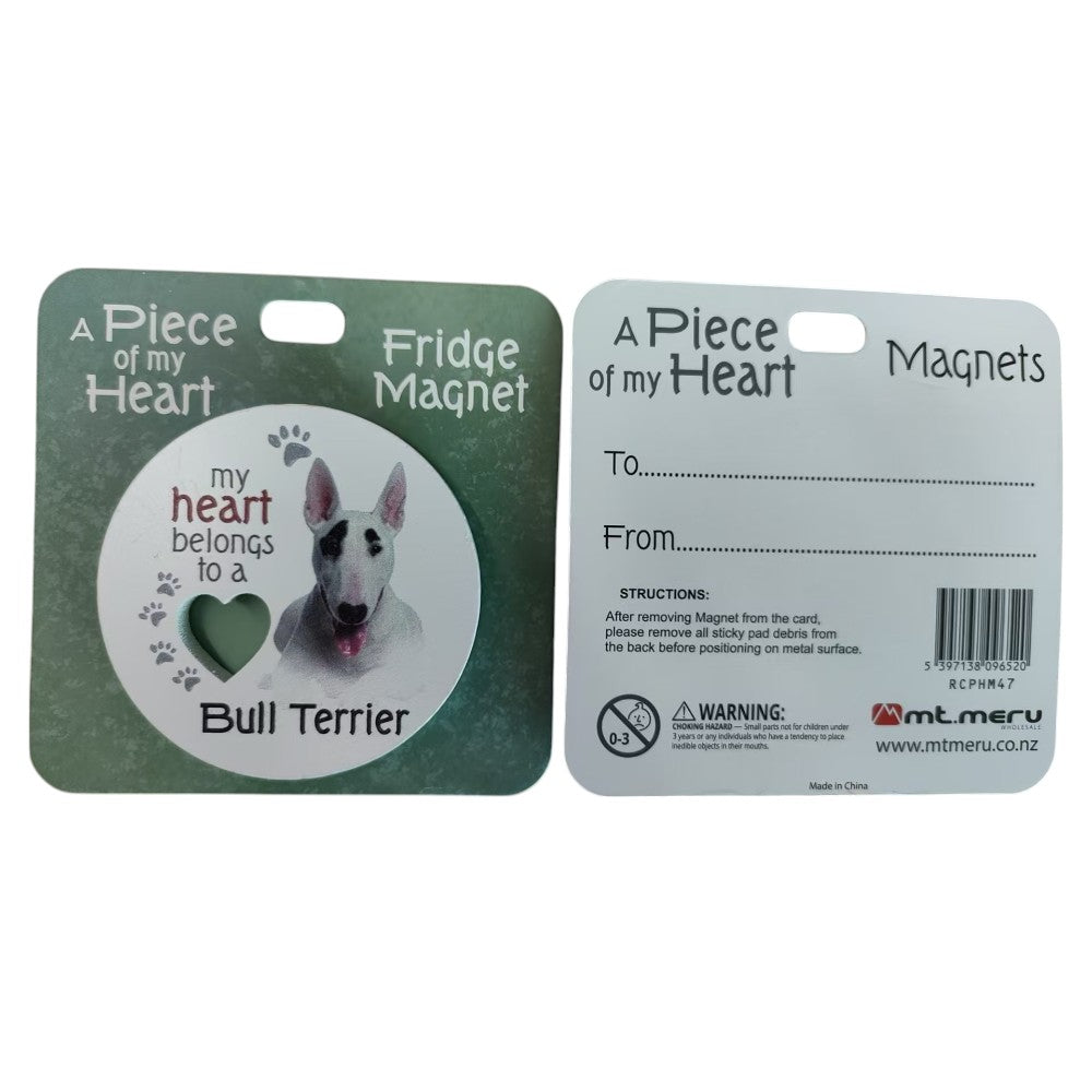 Mt Meru accessories Bull Terrier A Piece of my Heart Fridge Magnet
