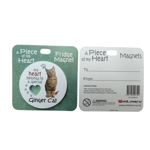 Mt Meru accessories Ginger Cat A Piece of my Heart Fridge Magnet