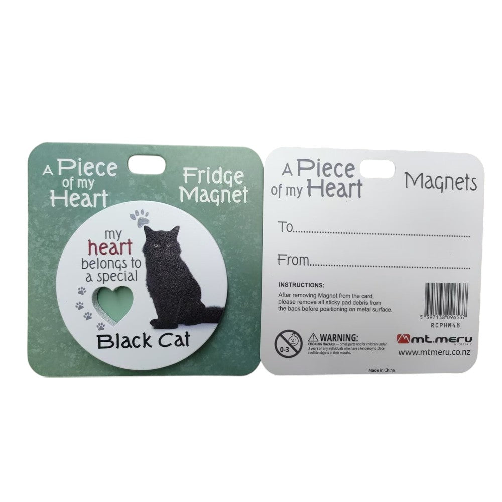Mt Meru accessories Black Cat A Piece of my Heart Fridge Magnet
