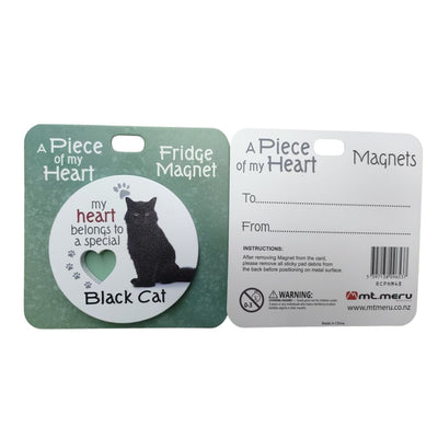 Mt Meru accessories Black Cat A Piece of my Heart Fridge Magnet