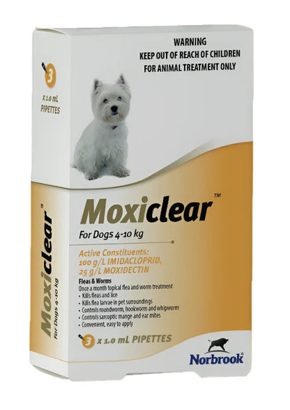 Norbrook Flea & Wormer Dogs 4 to 10kg Moxiclear Flea & Worm Treatment for Dogs (3 Month Supply)