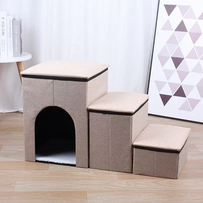 Not specified accessories Tan Foldable Pet Stairs with Storage