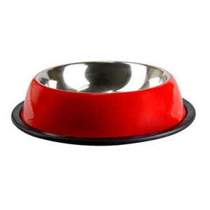 Not specified bowls Red / Small (450ml) Stainless Dog Bowl Non Tip Anti Skid