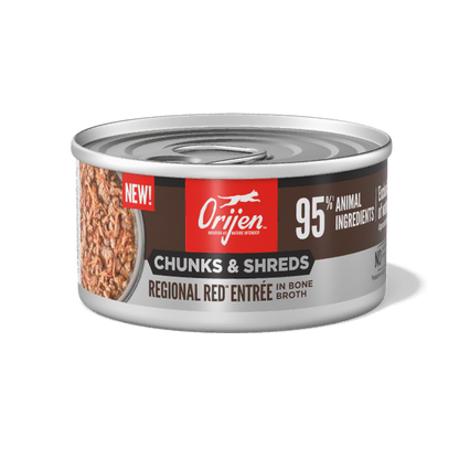 Orijen Canned Food Orijen Cat Regional Red Entree, Chunks & Shreds in Bone Broth