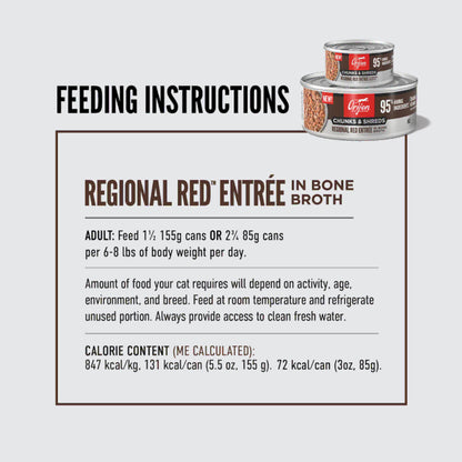 Orijen Canned Food Orijen Cat Regional Red Entree, Chunks & Shreds in Bone Broth