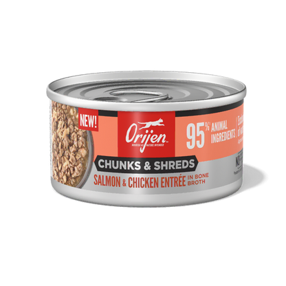 Orijen Canned Food Orijen Cat Salmon & Chicken Entree, Chunks & Shreds in Bone Broth