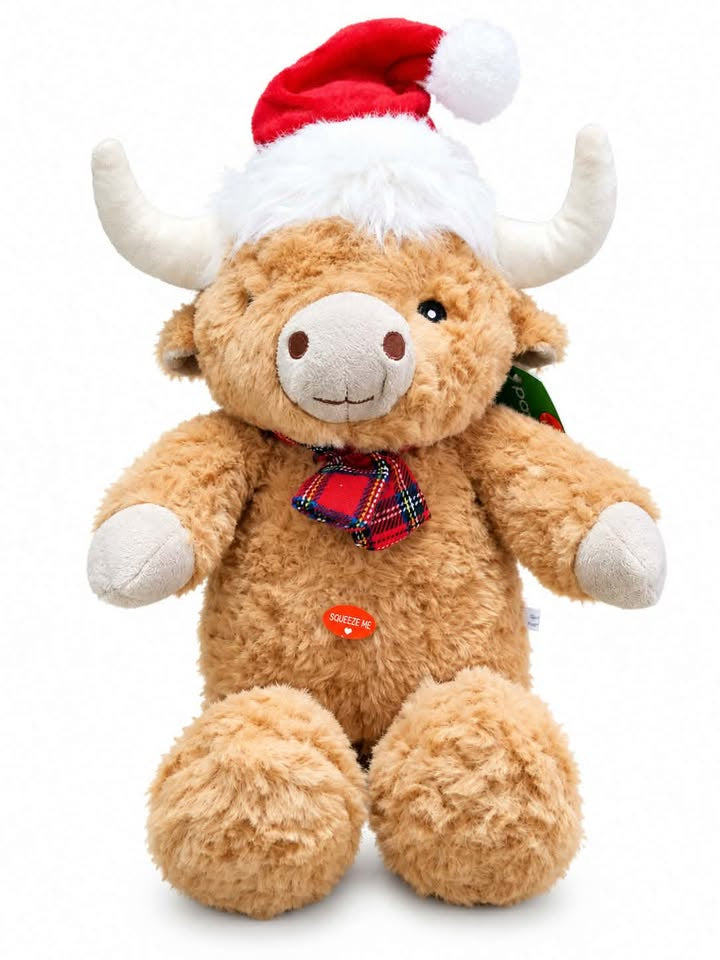 Patchworkpet Toys PWP Christmas Highland Cow with Squeaker 37.5CM
