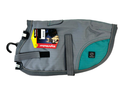 Pet One Apparel Charcoal/Teal / 30cm Nightwalker Dog Coat Waterproof/Reflective