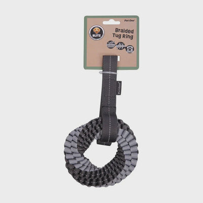 Pet One Toys Blitz Braided Tug Ring with Strap