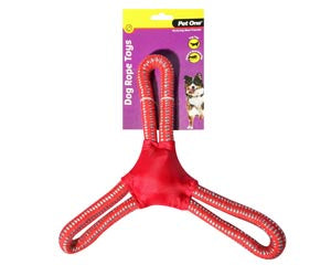 Pet One Toys Pet One Dog Toy 3 Way Tug Rope Red/Blue 33cm