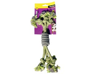 Pet One Toys Pet One Dog Toys 3 Rope Spiral Grip Green/Grey