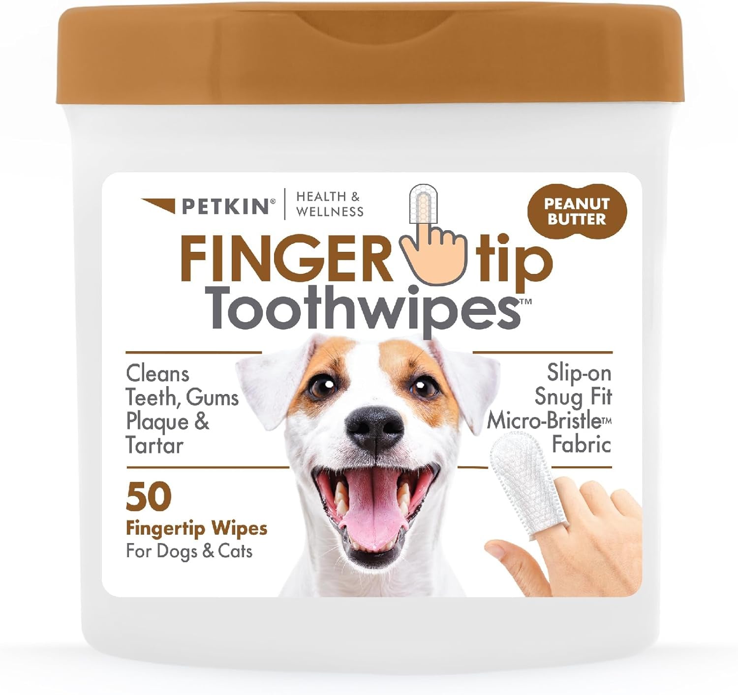 Petkin Grooming Aids Petkin Finger Tip Toothwipes Peanut Butter