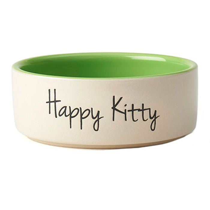 Petragous bowls Happy Kitty Bowl Natural/Lime Green 12cm