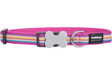 Red Dingo Collars / Leads Red Dingo Dog Collar Horizontal Stripes Hot Pink