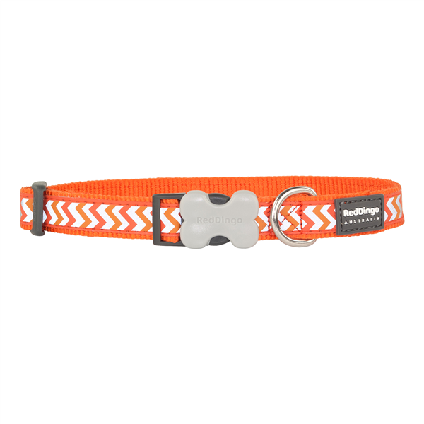 Red Dingo Collars / Leads Orange Red Dingo Dog Collar Reflective Ziggy Medium