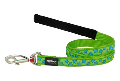 Red Dingo Collars / Leads 20mm / Stars Turquoise on Lime Red Dingo Dog Lead