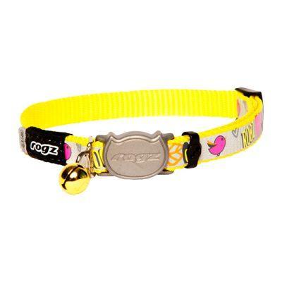 Rogz Collars / Leads XS / Dayglo Bird Reflectocat Safeloc Cat Collar