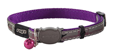 Rogz Collars / Leads Purple Budgies / Small Rogz Nightcat Safeloc Reflective Collar