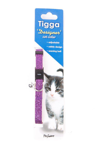 Tigga Collars / Leads Glitter Purple Tigga Cat Collar