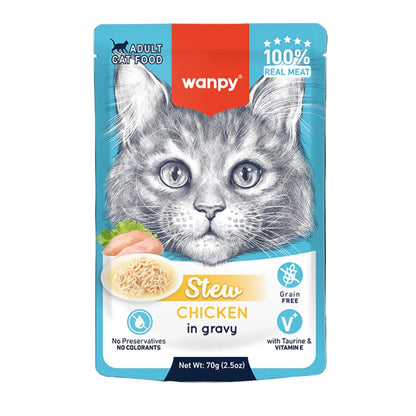 Wanpy Canned Food Wanpy Cat Wet Food Pouch 70g Chicken Stew