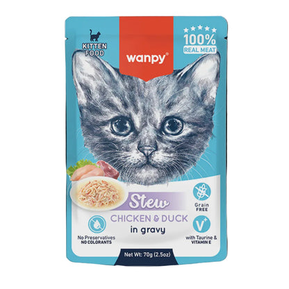 Wanpy Canned Food Wanpy Kitten Wet Food Pouch 70g Chicken & Duck Stew