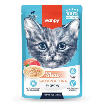 Wanpy Canned Food Wanpy Kitten Wet Food Pouch 70g Salmon & Tuna Stew