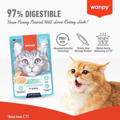 Wanpy Canned Food Wanpy Stew Chicken & Duck with Gravy Kitten Wet Food Pouch 70g
