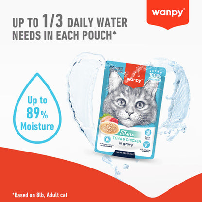 Wanpy Canned Food Wanpy Stew Salmon & Tuna With Gravy Kitten Wet Food Pouch 70g