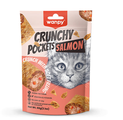 Wanpy Treats Wanpy Salmon Crunchy Pockets Cat Treats 60g
