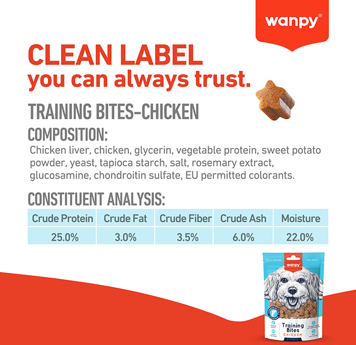 Wanpy Treats Wanpy Training Bites Chicken Dog Treats 100g