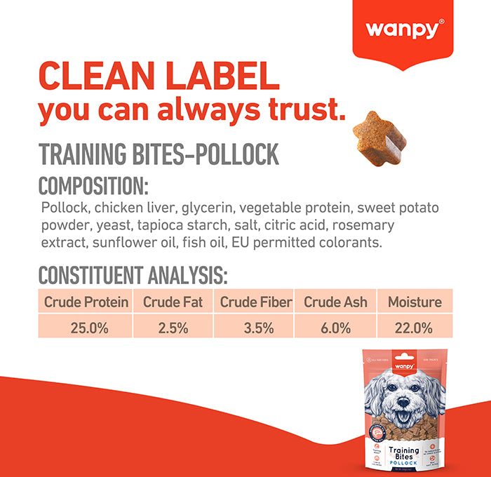 Wanpy Treats Wanpy Training Bites Pollock Dog Treats 100g
