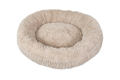 Yours Droolly Beds Yours Droolly Plush Dog Bed Round Champange