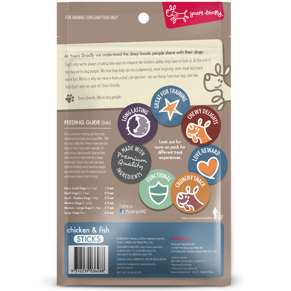 Yours Droolly Treats Yours Droolly Chicken & Fish Sticks Dog Treats 100g