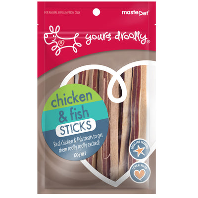 Yours Droolly Treats Yours Droolly Chicken & Fish Sticks Dog Treats 100g