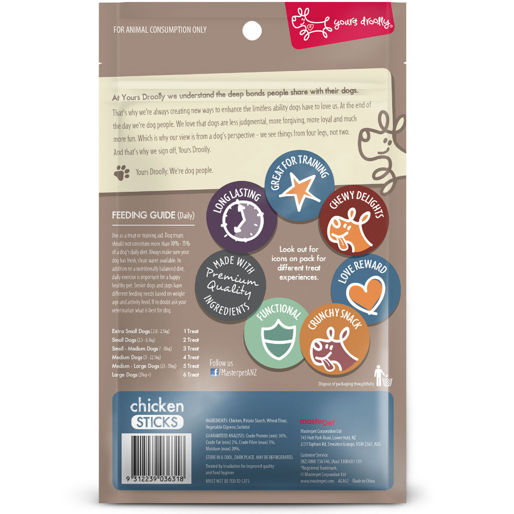 Yours Droolly Treats Yours Droolly Chicken Sticks Dog Treats 120g