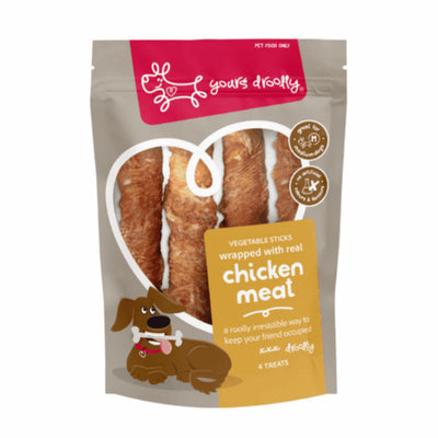 Yours Droolly Treats Yours Droolly Chicken Wrapped Vegetable Sticks Dog Treats Medium 4 Pack