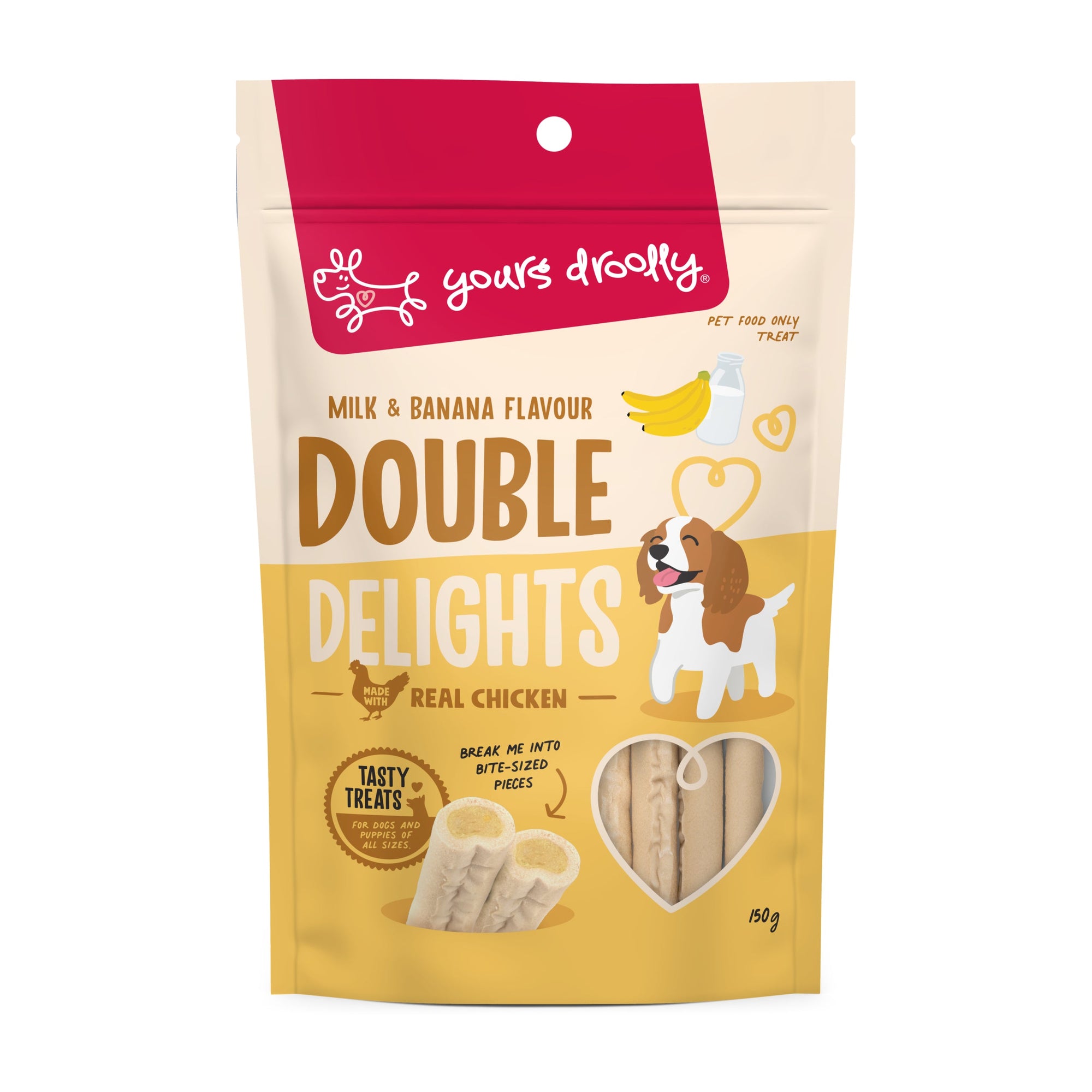 Yours Droolly Treats Yours Droolly  Double Delights Milk & Banana Dog Treats 150g