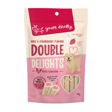 Yours Droolly Treats Yours Droolly Double Delights Milk & Strawberry Flavour Dog Treats 150g