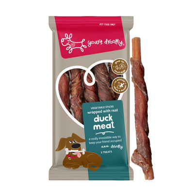 Yours Droolly Treats Yours Droolly Duck Wrapped Sticks Small 5 Pack