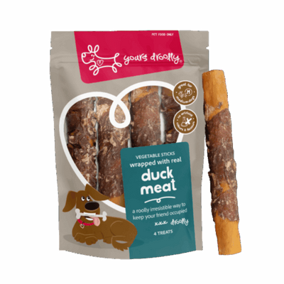 Yours Droolly Treats Yours Droolly Duck Wrapped Vegetable Sticks Dog Treats Medium 4 Pack