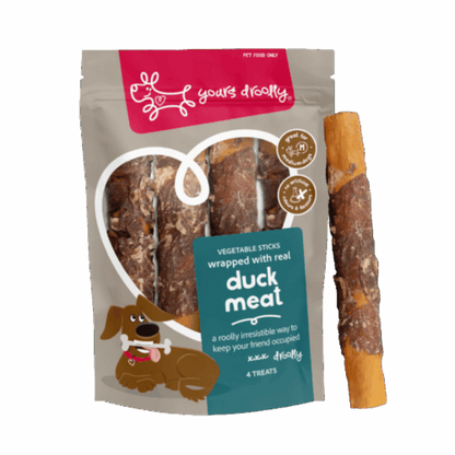 Yours Droolly Treats Yours Droolly Duck Wrapped Vegetable Sticks Dog Treats Medium 4 Pack