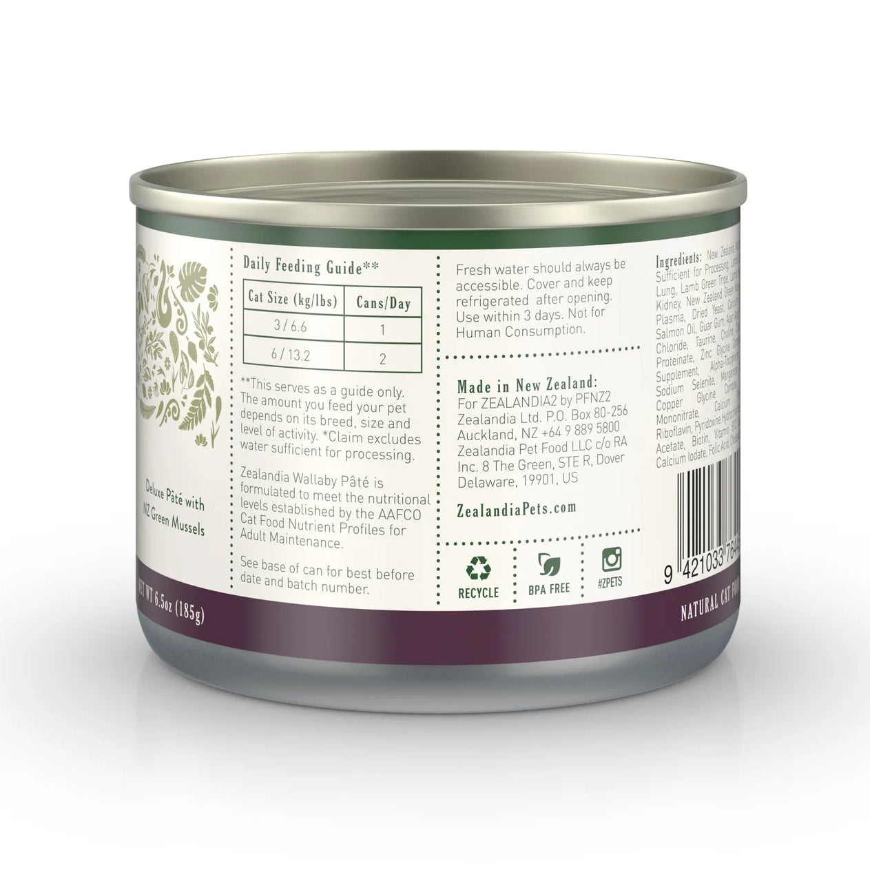 Zealandia Canned Food Zealandia Cat Wallaby Pate Can