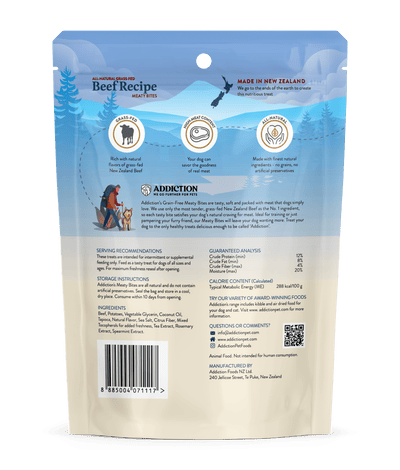 Addiction Treats Addiction  Meaty Bites Beef Dog Treats113g
