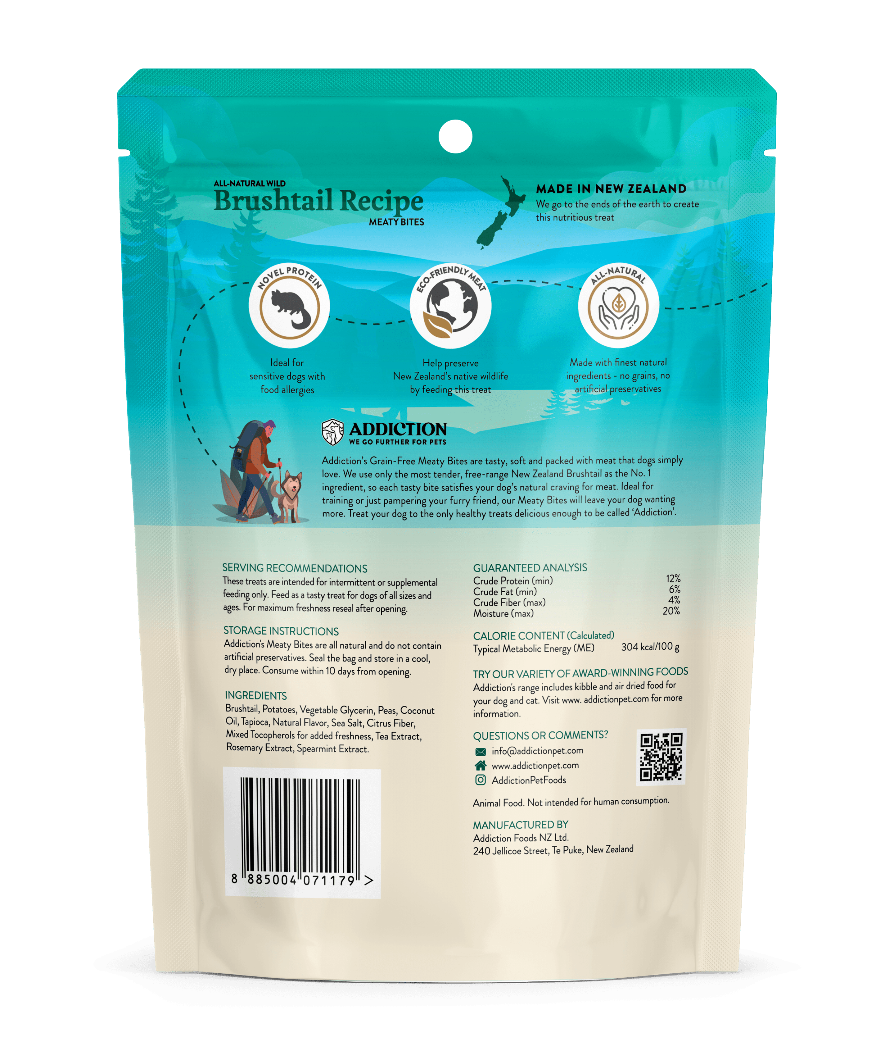 Addiction Treats Addiction Meaty Bites Brushtail Dog Treats 113g